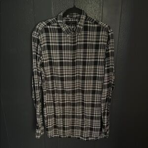 Black and White Plaid Men's Shirt